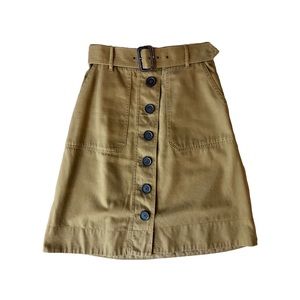 J. Crew Safari Chino Button Down Belted Skirt - size 2